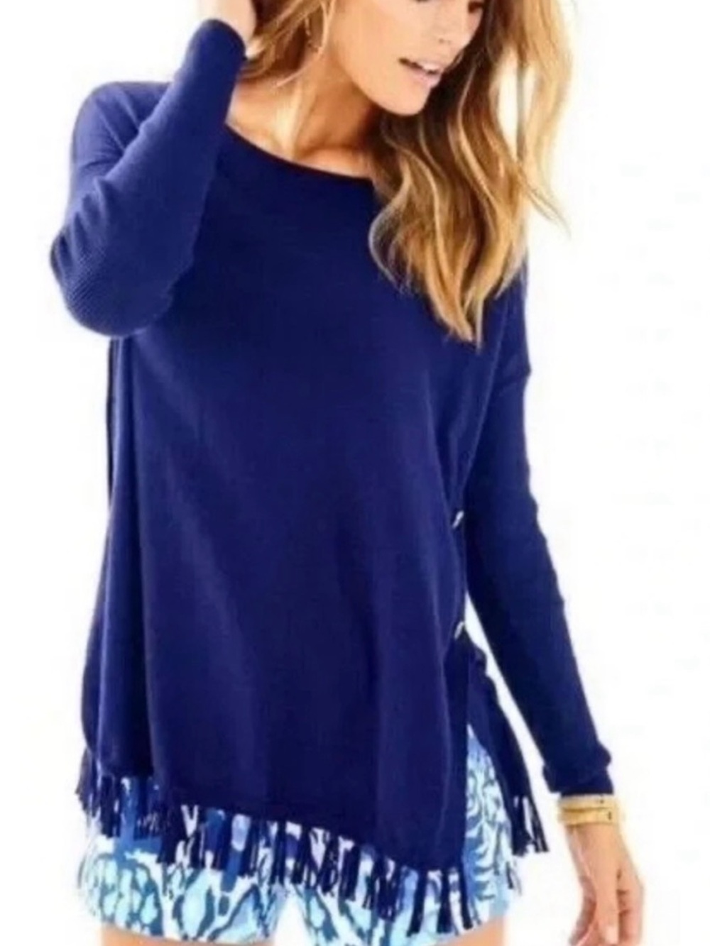 Lilly Pulitzer Ramona Fringe Sweater in
True Navy Blue